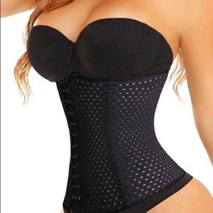 Black Waist Shaper Steel Boned 3 Hooks